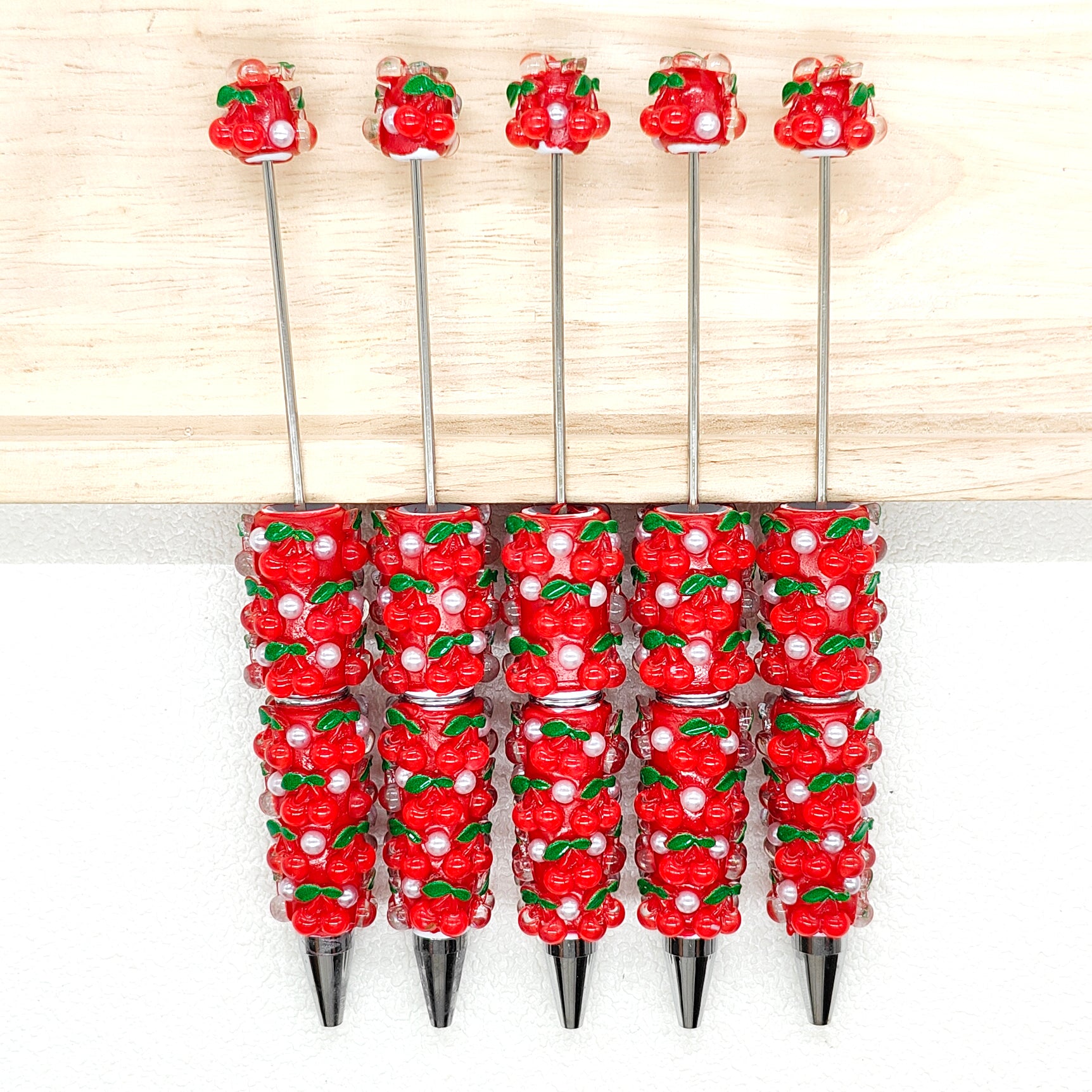 Fancy Cherry Rhinestone Pearl Beadable Pen Blank