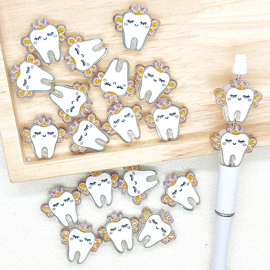 Flat Crown Tooth Acrylic Beads 