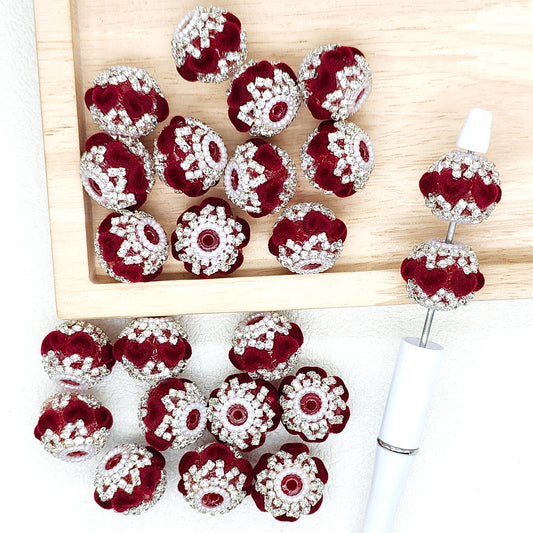 Flocked Heart Sparkly Rhinestone Crystal Acrylic Beads for Pen