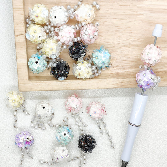 Floral Butterfly Fancy Pearl Tassel Polymer Clay Beads Charms