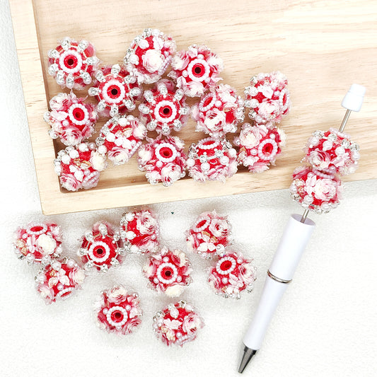 Floral Butterfly Pearl Rhinestone Fancy Jewelry Beads,Pen Bead