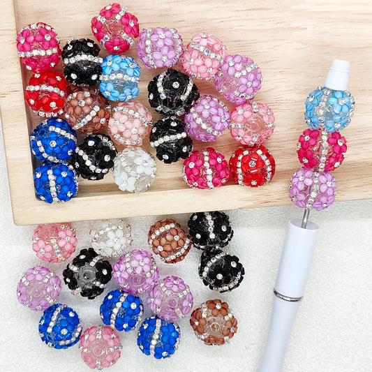 Flower Rhinestone Crystal Sparkle Ball,Fancy Acrylic Beads