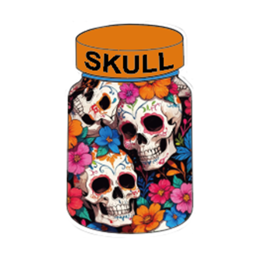 Flower Skull Jar Print Focal