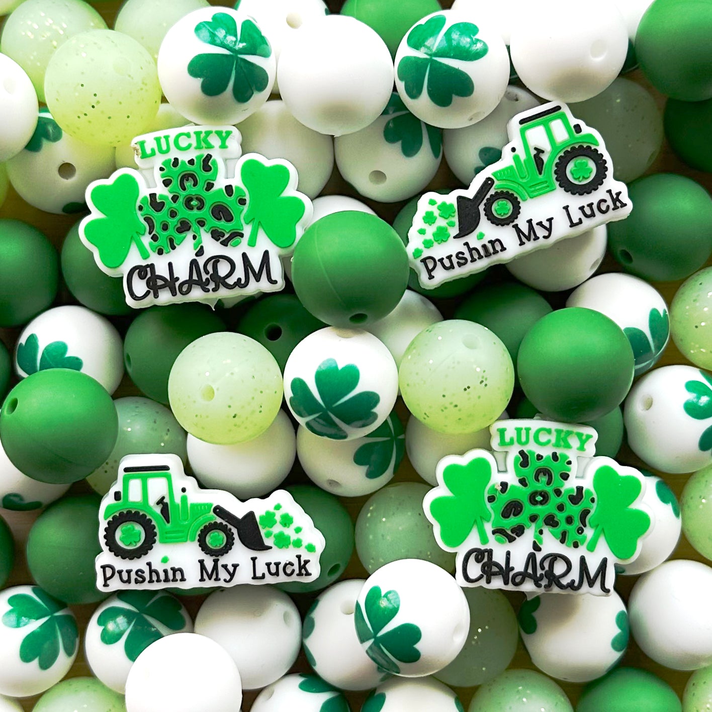 Focal Beads,St. Patricks Day Beads,DIY Keychain,Silicone Beads Assorted