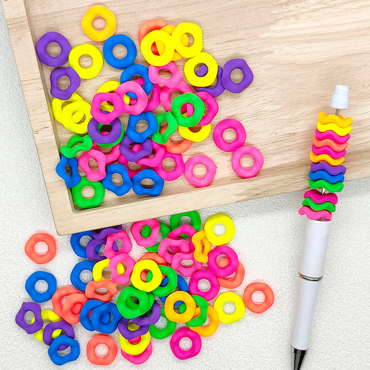 Frosted Fluorescent Wavy Spacer Beads,Acrylic Beads