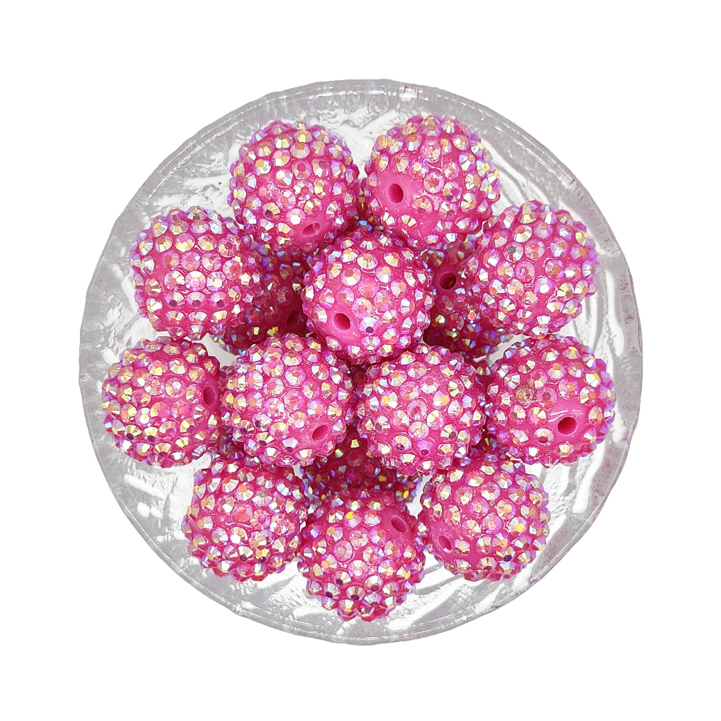 20mm Fuchsia Rhinestone Bubblegum Acrylic Beads