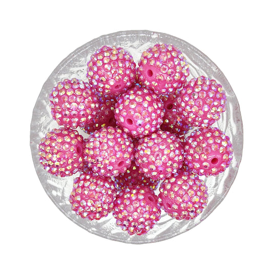 20mm Fuchsia Rhinestone Bubblegum Acrylic Beads