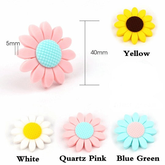 Sunflower Silicone Beads - 40mm