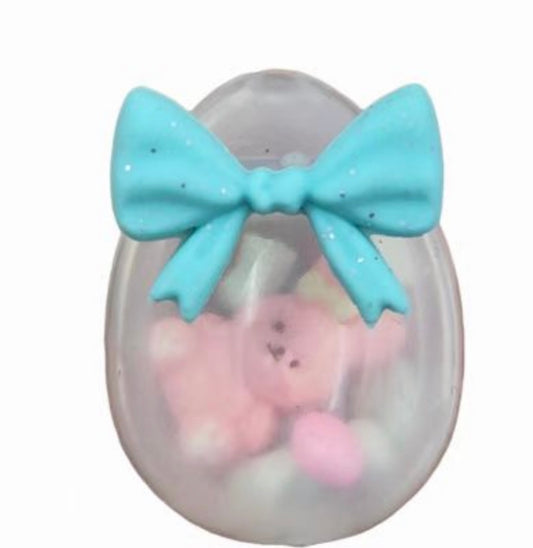 3D Silicone Bow Easter Egg Focal Easter Shaker Beads With Beads Inside