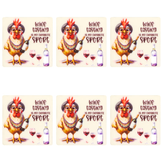 Funny Chicken Wine Square Print Focal