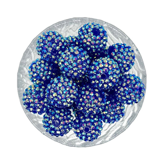 20mm Gem Blue Rhinestone Bubblegum Acrylic Beads