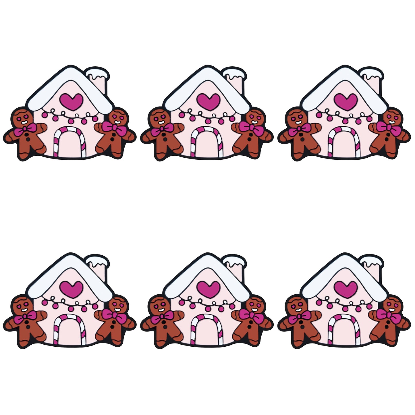 Gingerbread Man Bow & Pink House Focal