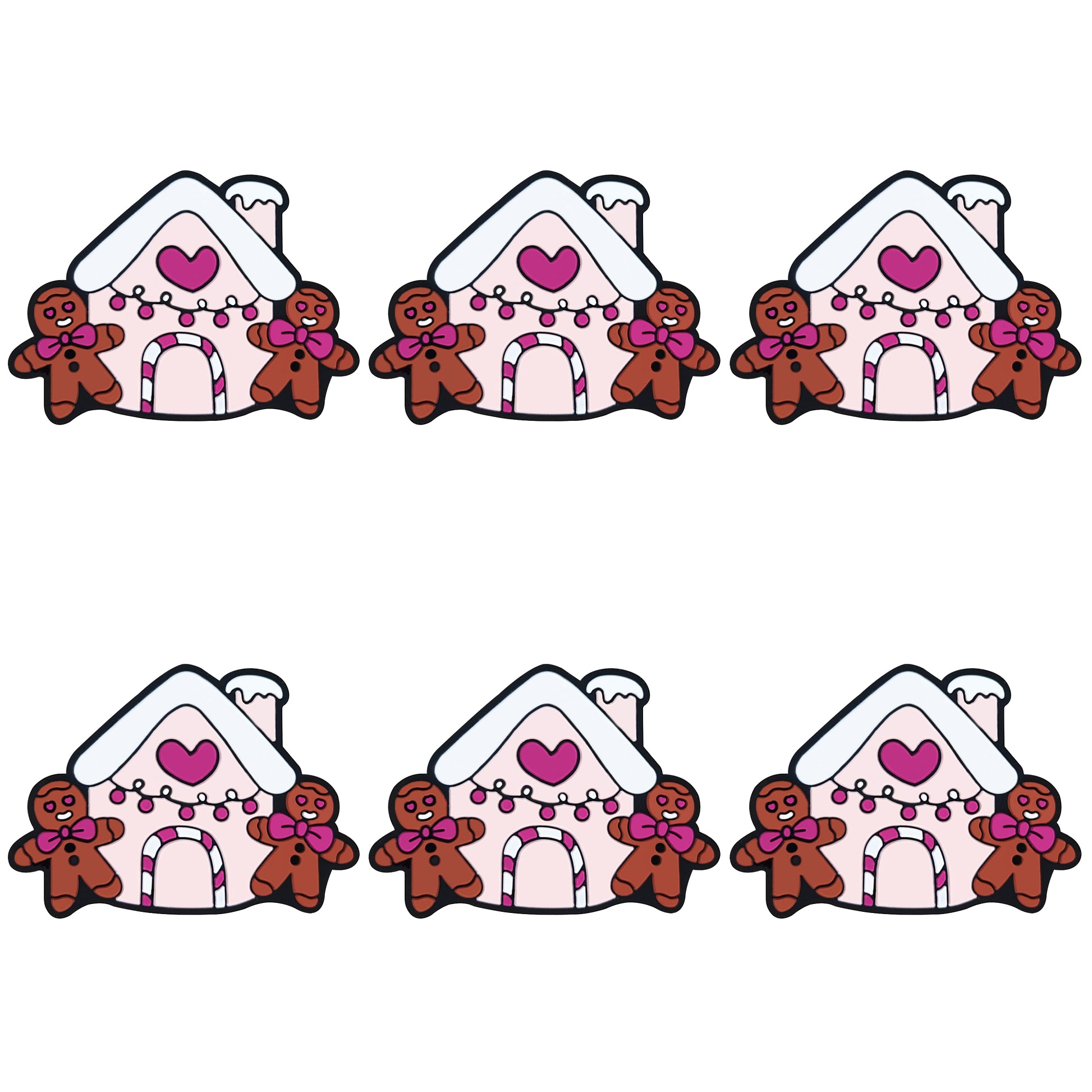 Gingerbread Man Bow & Pink House Focal