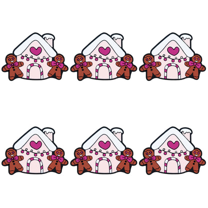 Gingerbread Man Bow & Pink House Focal