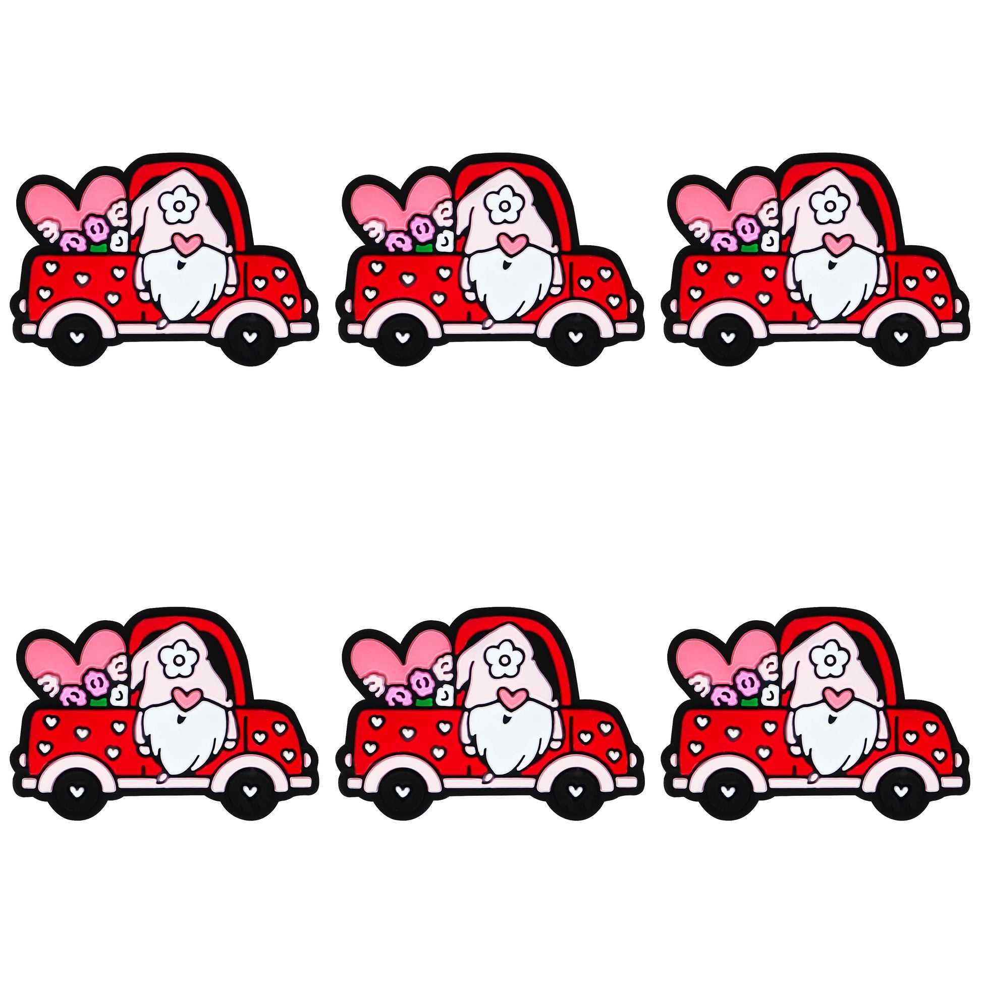 Gnome In Red Truck With Floral Valentine Focal