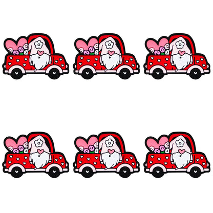 Gnome In Red Truck With Floral Valentine Focal