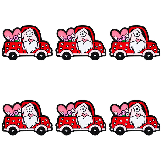 Gnome In Red Truck With Floral Valentine Focal