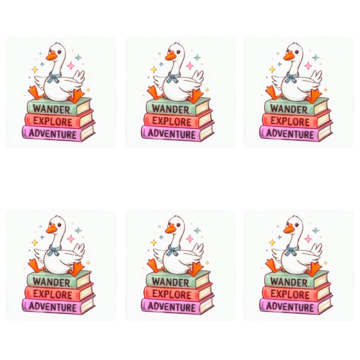 Goose on Stacked Books Square Print Focal