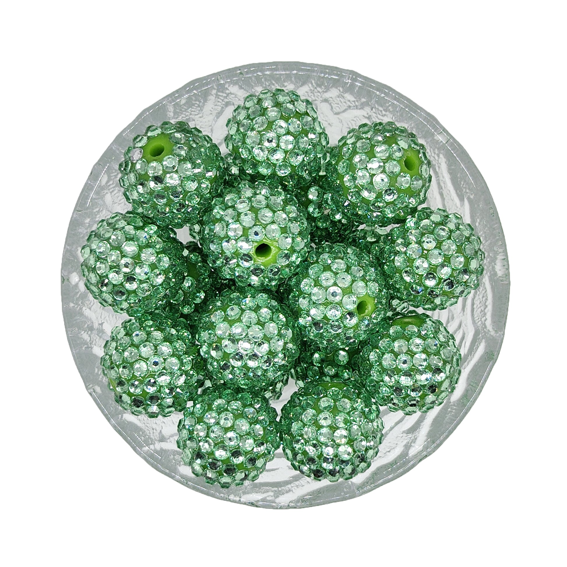 20mm Green Rhinestone Bubblegum Acrylic Beads