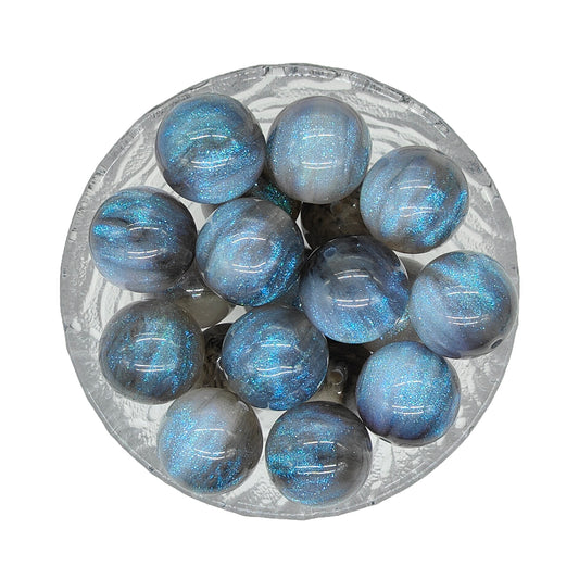 20mm Grey Glitter Chunky Bubblegum Acrylic Beads