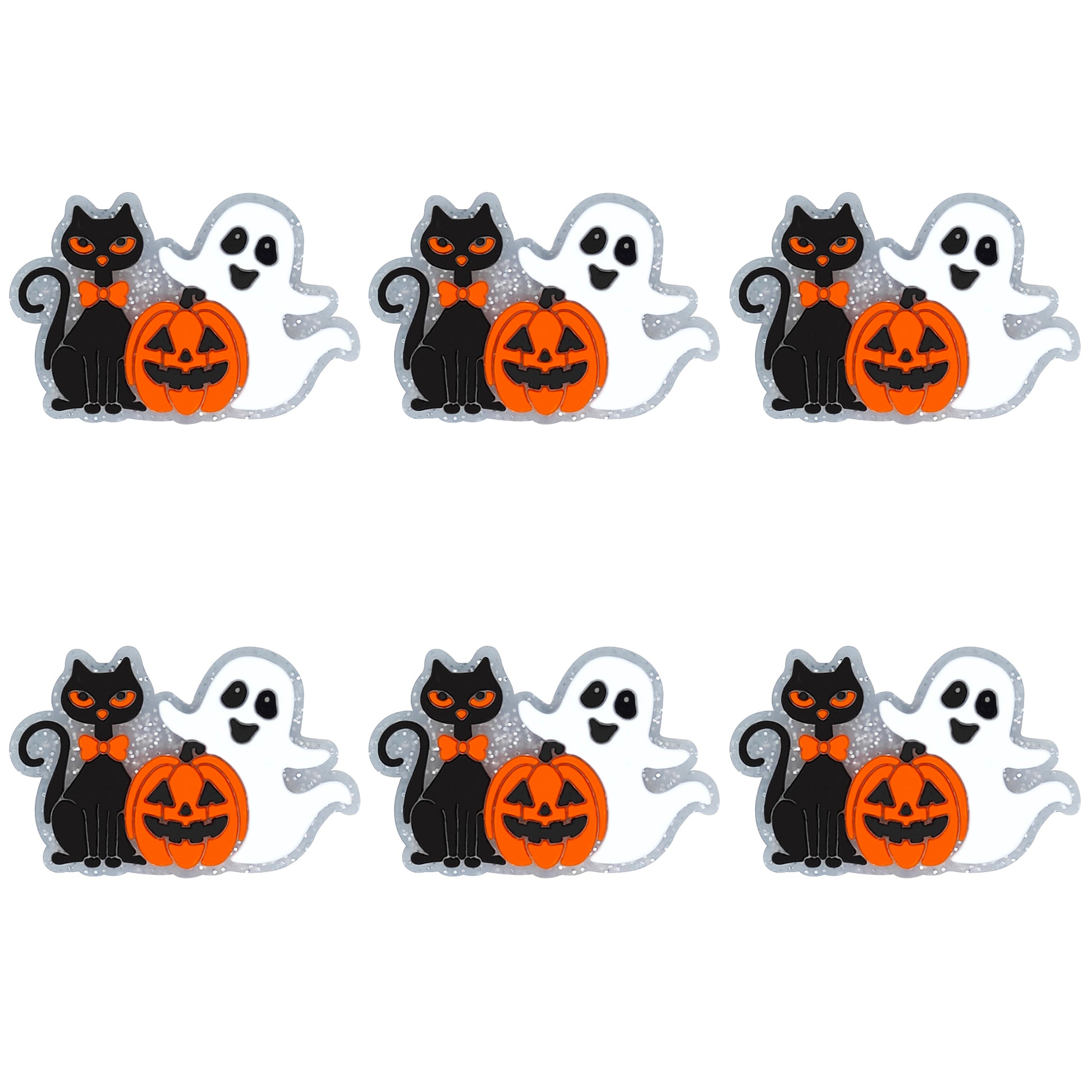 Halloween Jack-O-Lantern Cat Ghost Glitter Focal