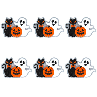 Halloween Jack-O-Lantern Cat Ghost Glitter Focal