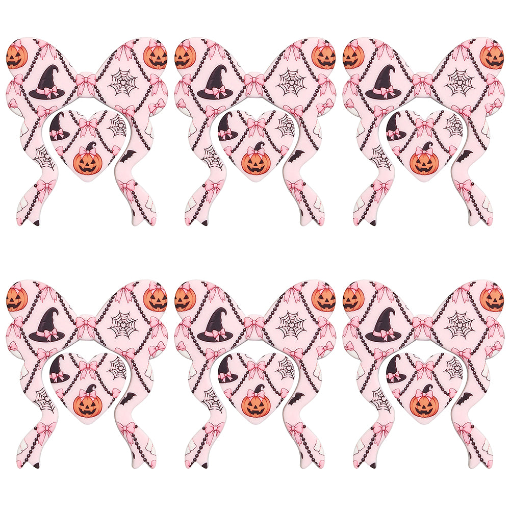 Halloween Pumpkin Bow Heart Print Focal
