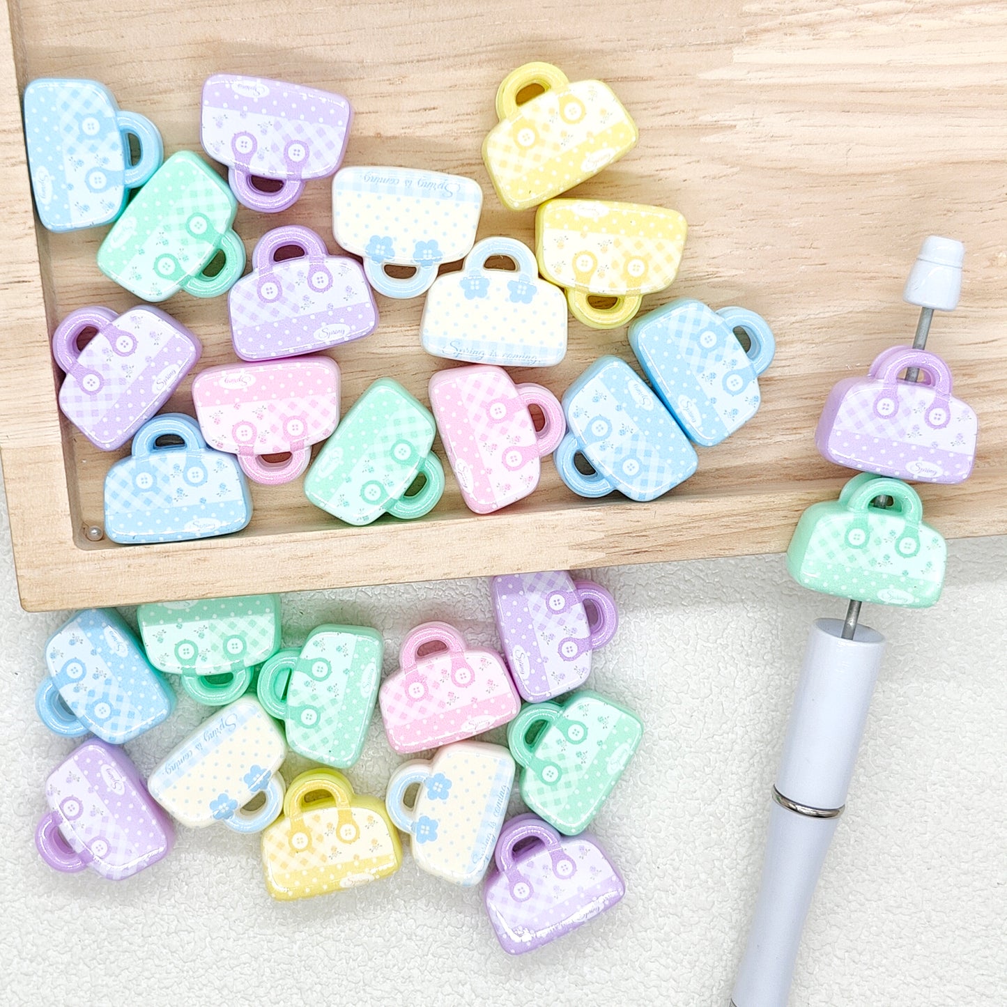 3D Handbag Shaped Acrylic Beads for Beadable Pen DIY