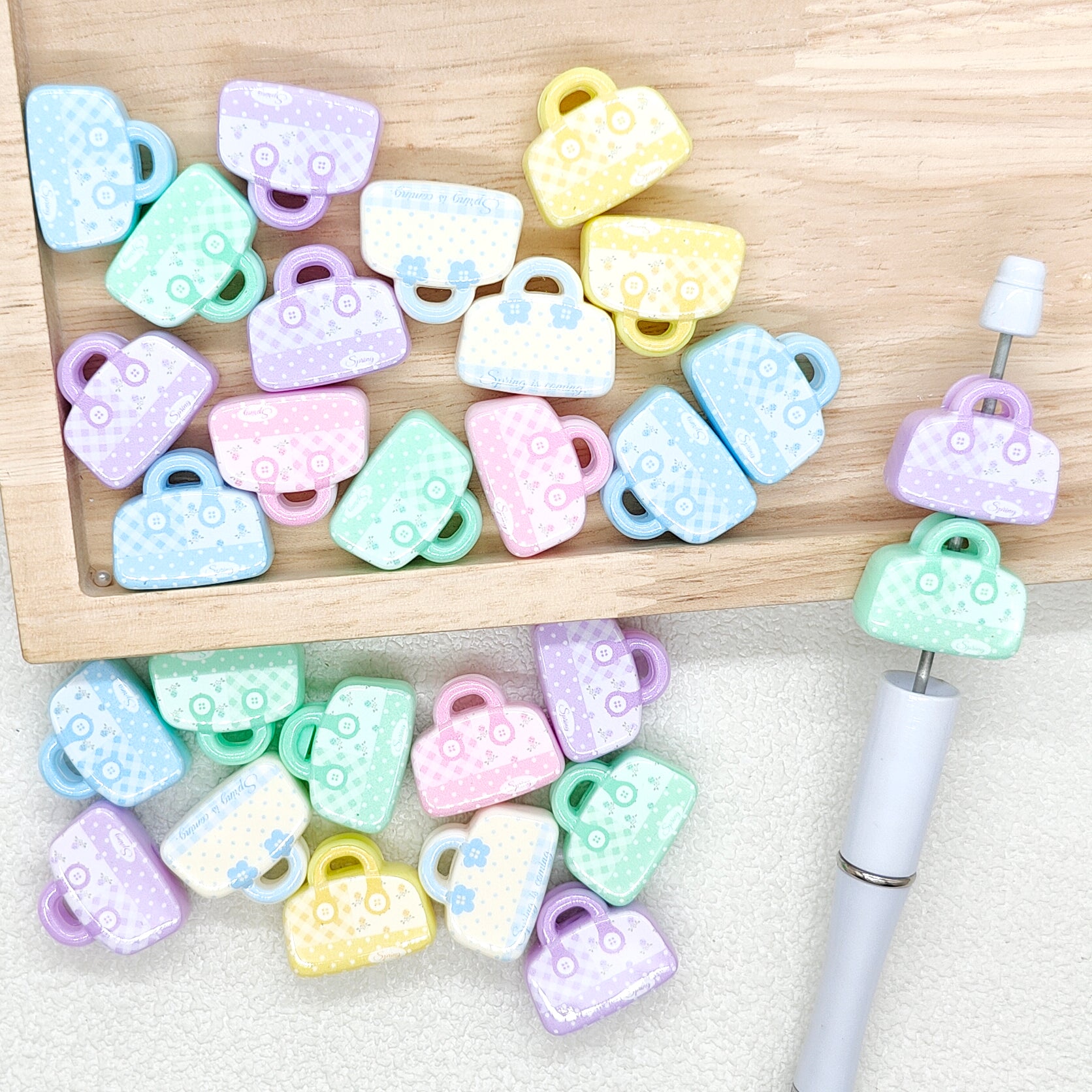3D Handbag Shaped Acrylic Beads for Beadable Pen DIY