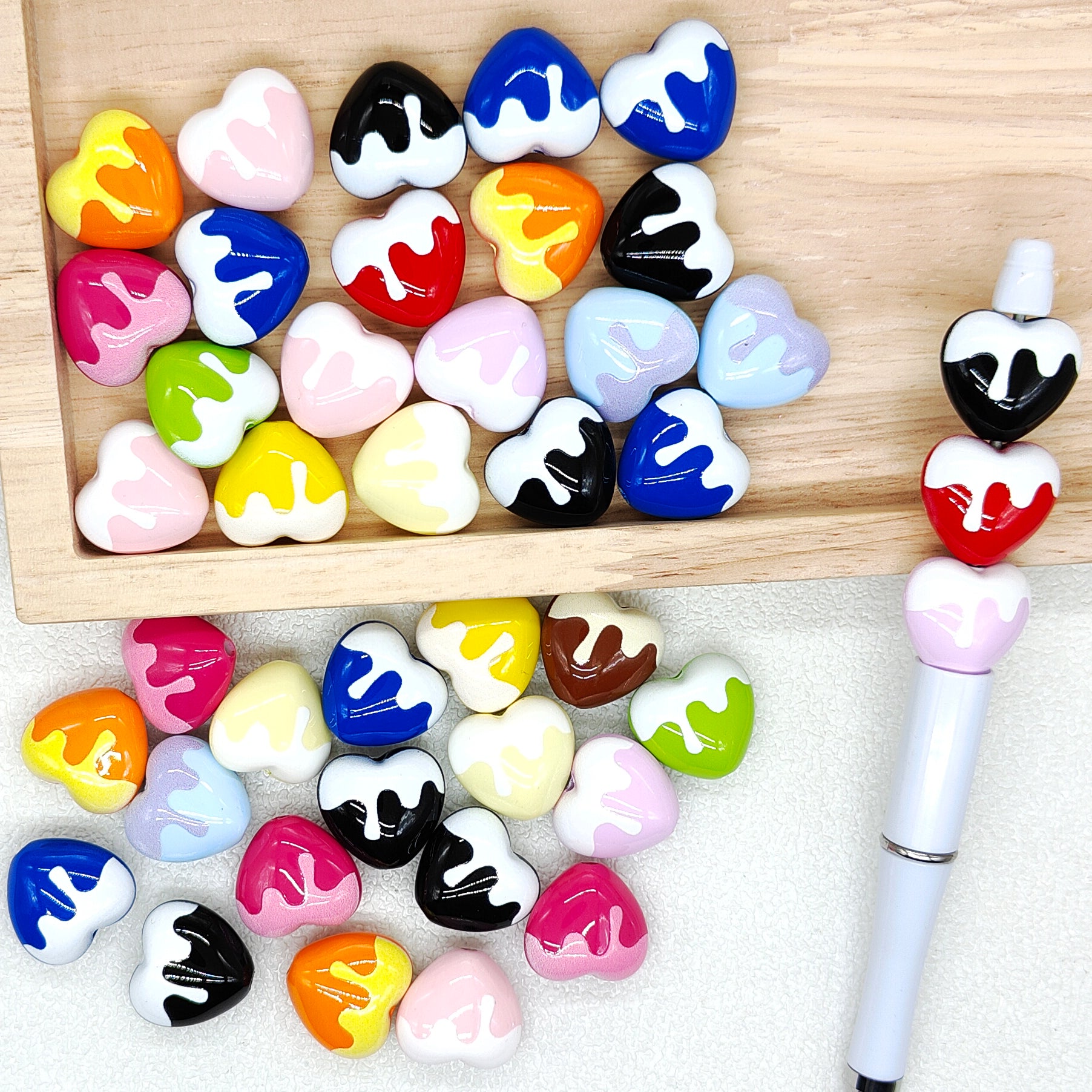 Heart Acrylic Beads,Cream Heart Beads
