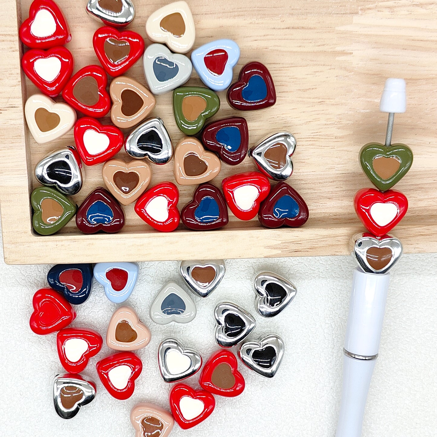 Heart Acrylic Beads,Jewelry Charm Beads,Loose Beads