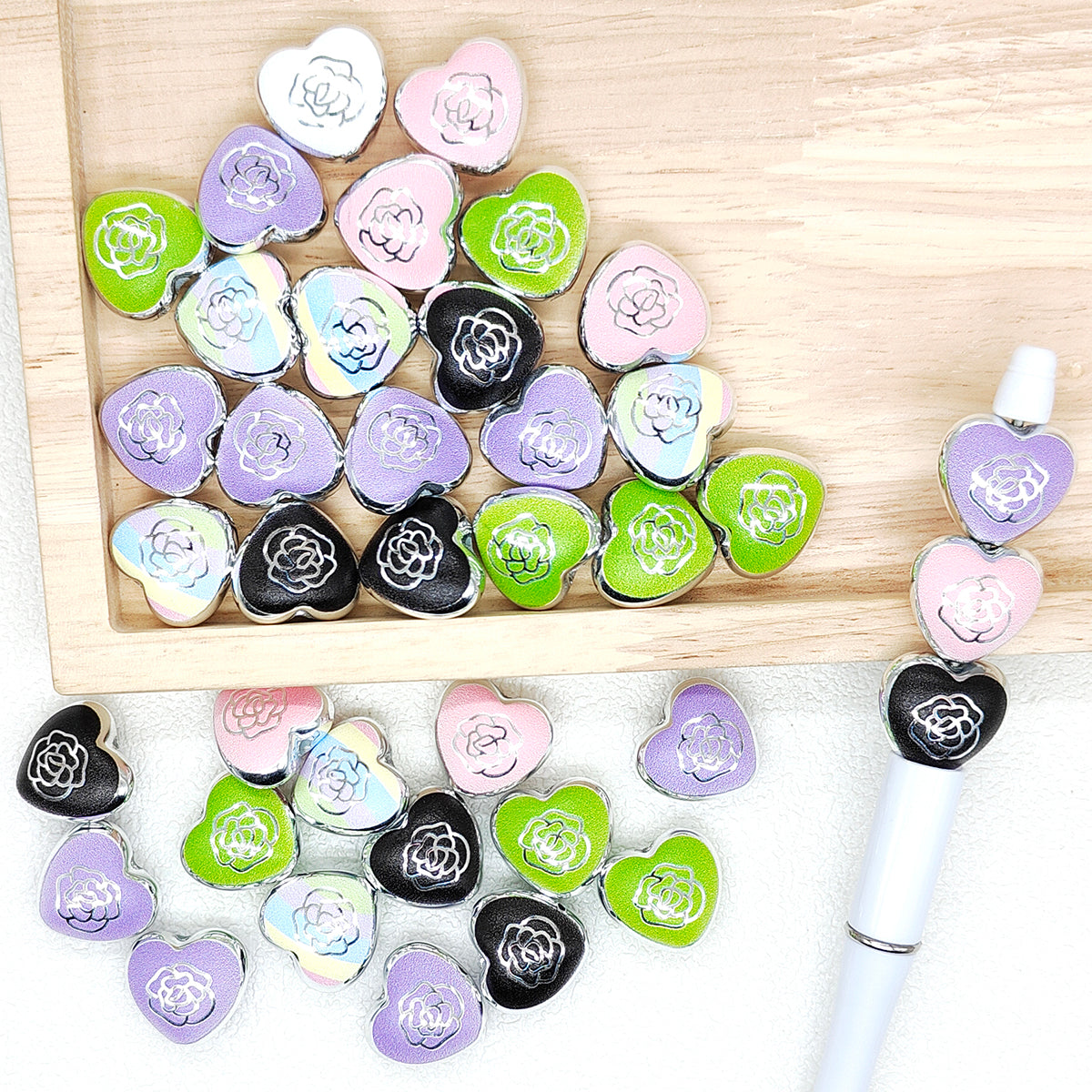 Heart Acrylic Shape Beads for Beaded Pen Gift,Resin Beads