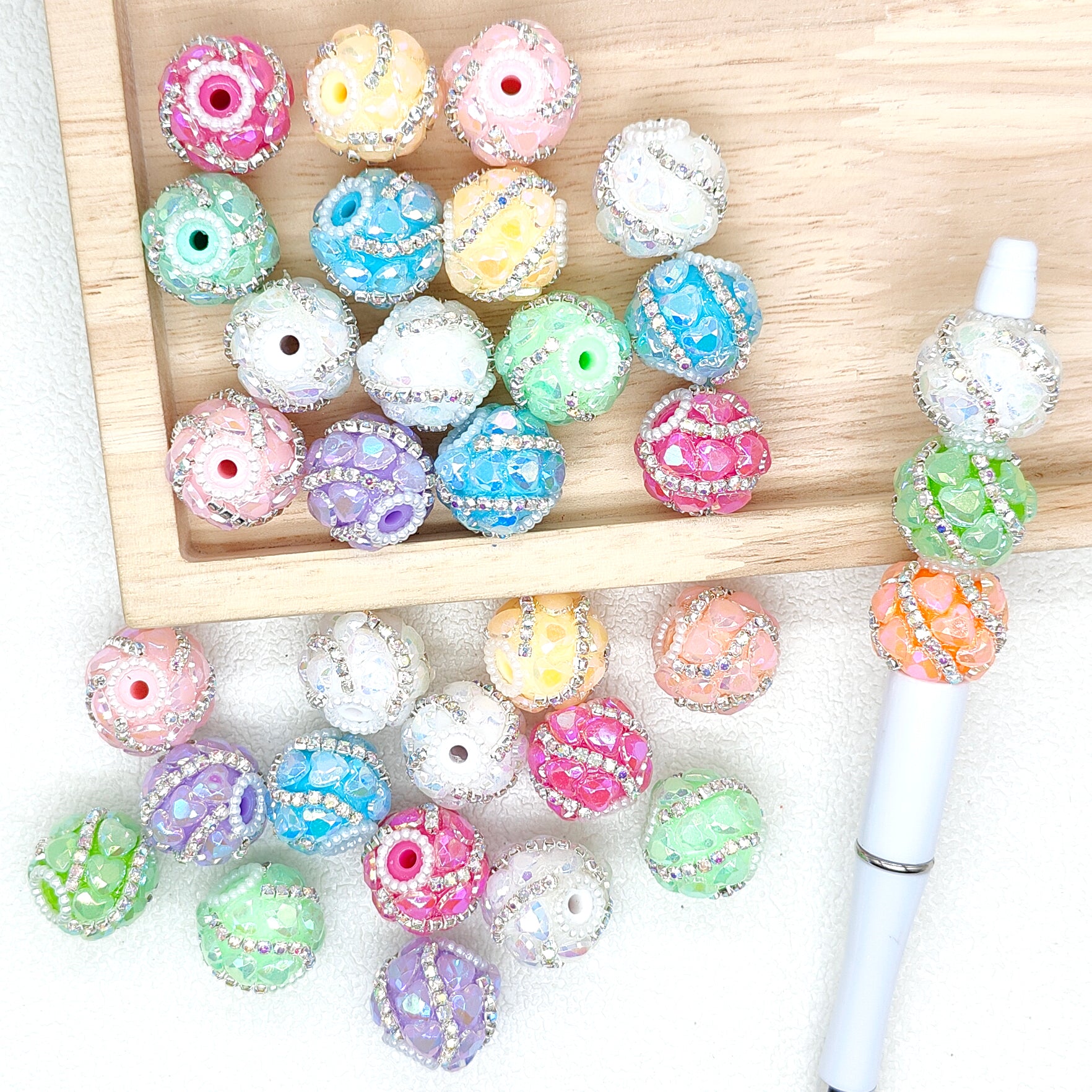 Heart Crystal Rhinestone Acrylic Iridescent Fancy Beads