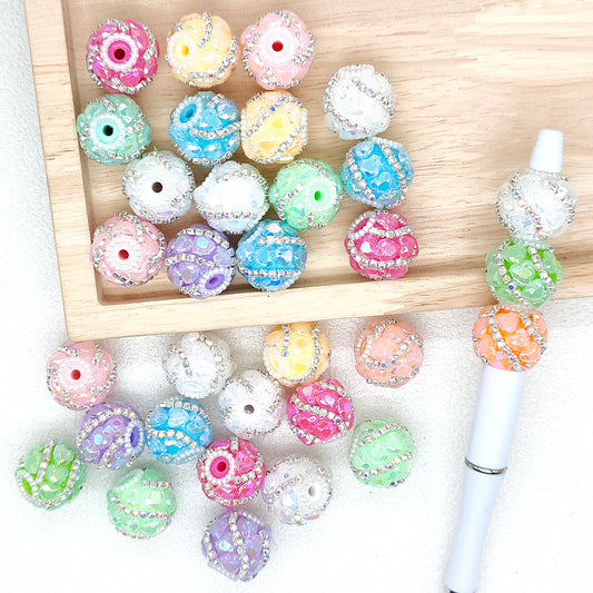 Heart Crystal Rhinestone Acrylic Iridescent Fancy Beads