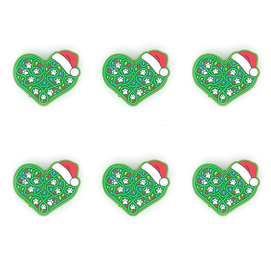 Heart With Christmas Hat Silicone Focal Beads