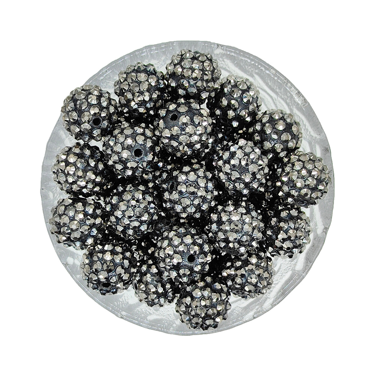16mm Hematite Rhinestone Acrylic Beads