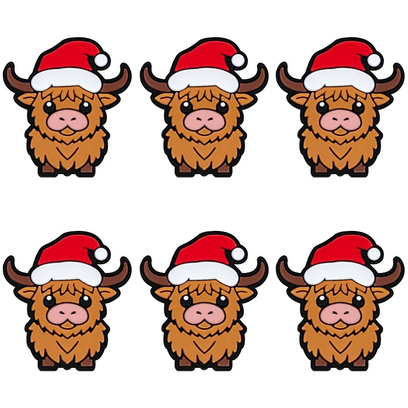 Highland Cow Santa Hat Christmas Focal
