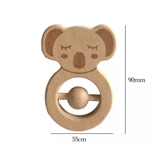 Natural Beech Wood Teether Rattle