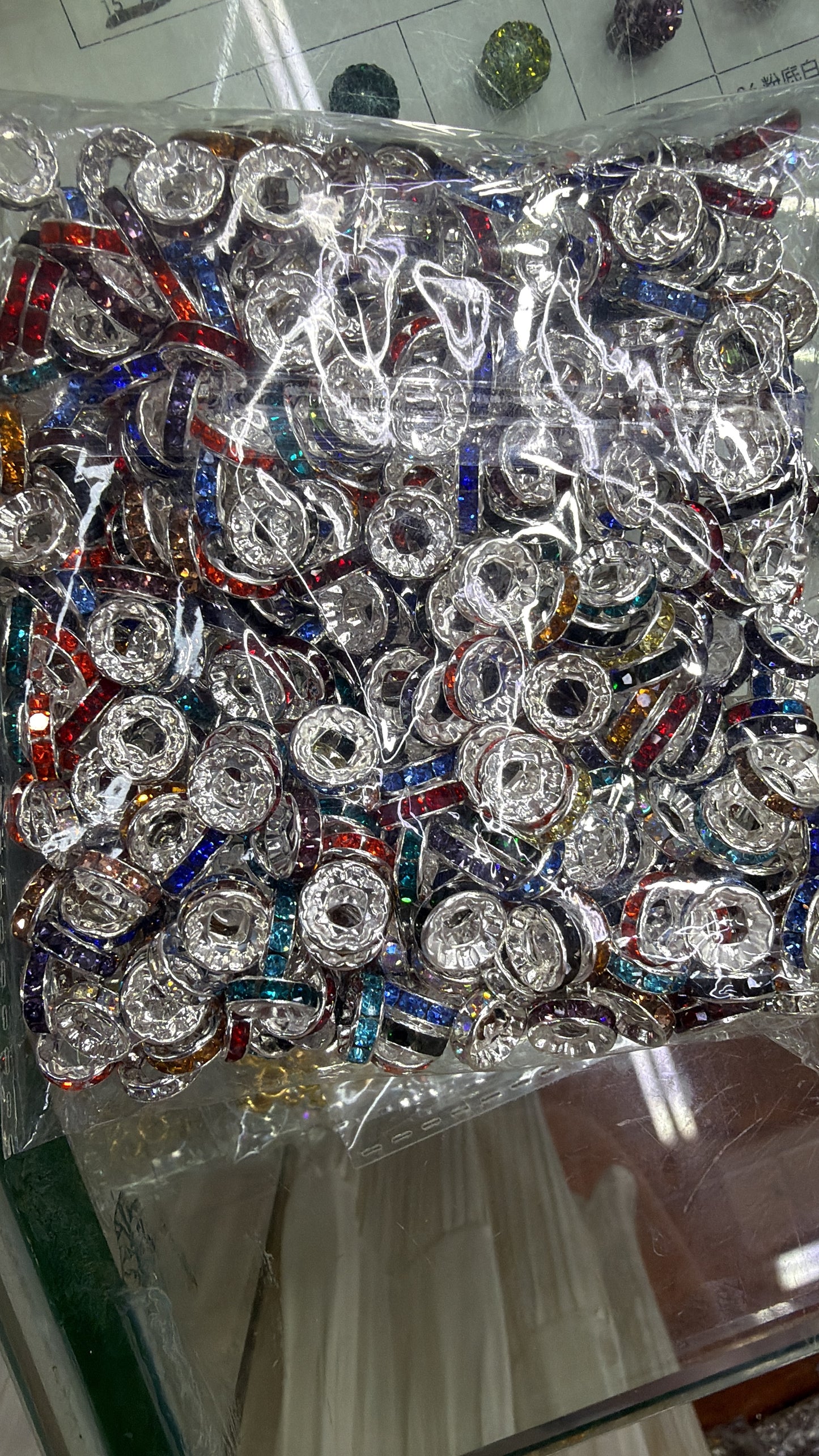 50Pcs/Lots Large Hole 10mm Rhinestone Crystal Rondelle Spacer Beads