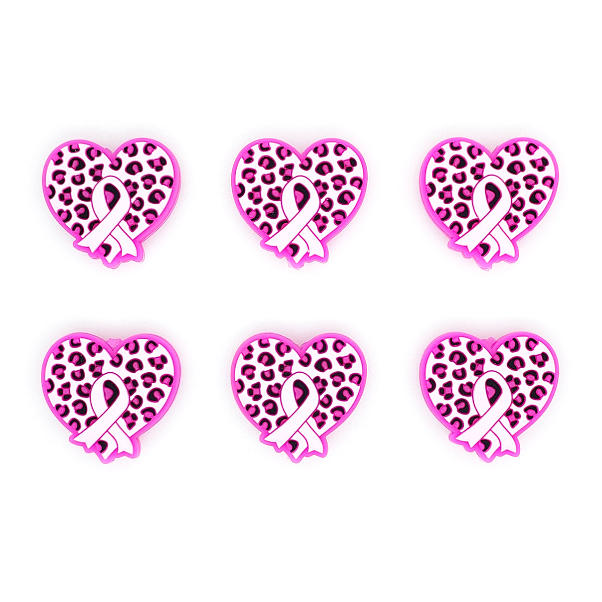 Leopard Heart Pink Ribbon Focal