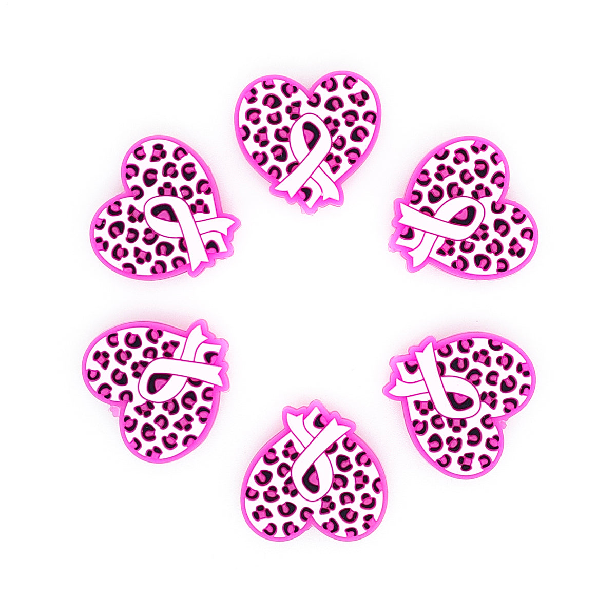 Leopard Heart Pink Ribbon Focal