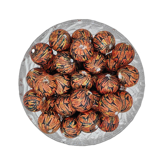 15mm Aztec Cow Head Print Round Silicone Beads