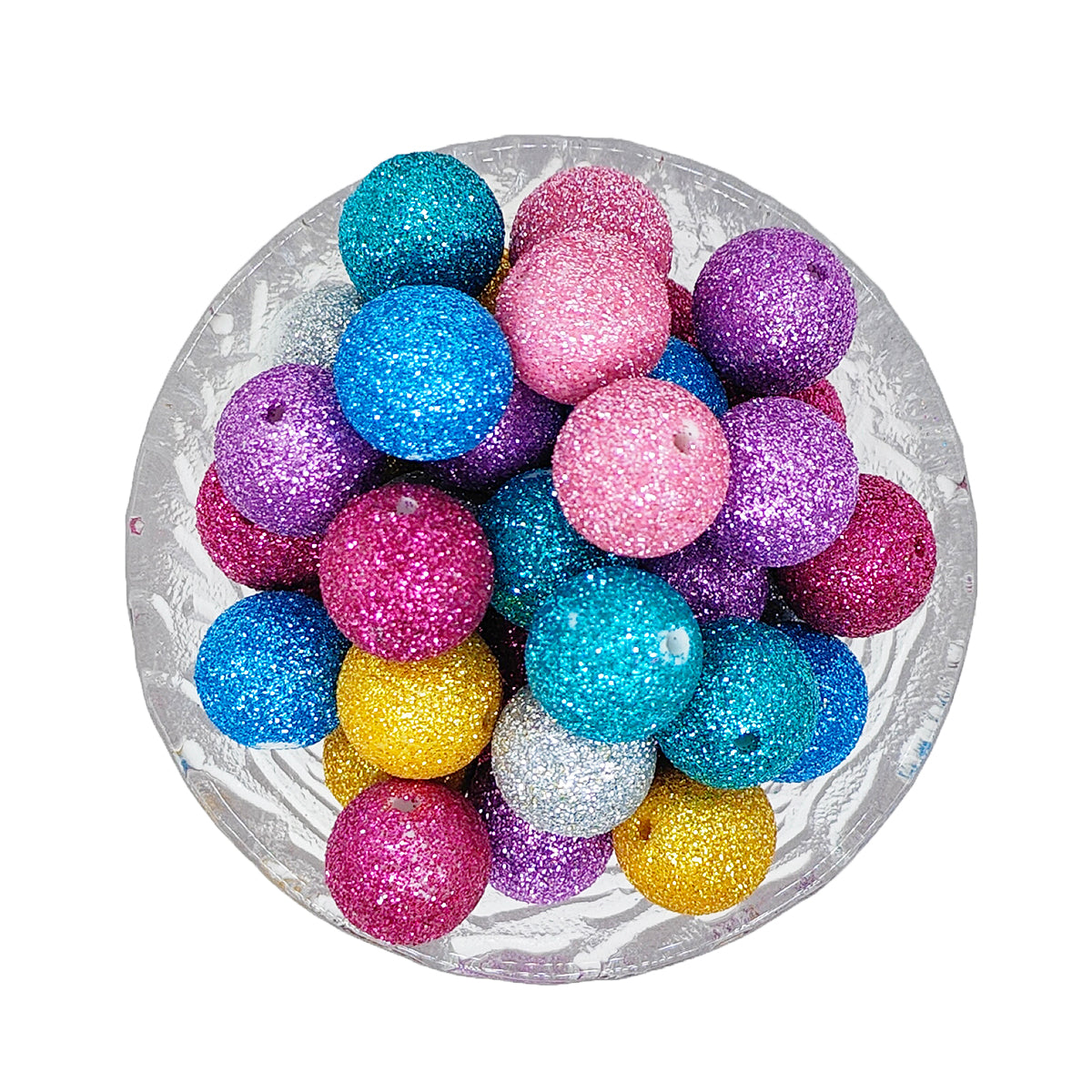16mm Acrylic Glitter Gumball Beads Mixed Color