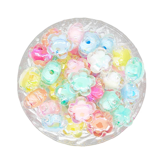 UV Colorful Flower Acrylic Beads, Small Flower Beads