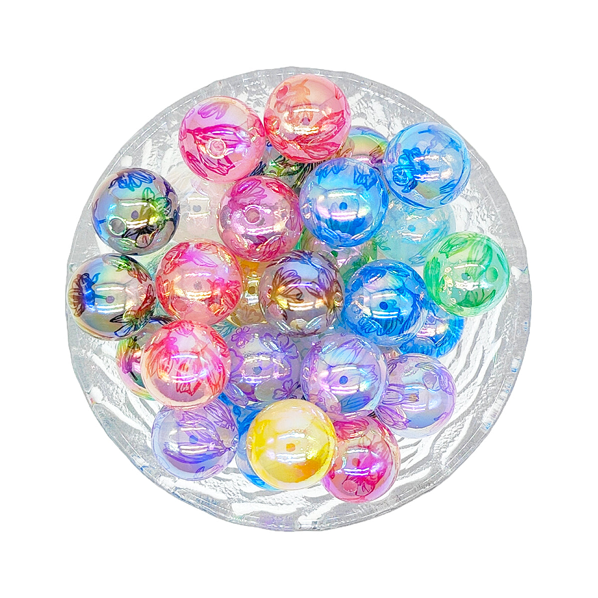16mm Floral Acrylic Gumball Beads
