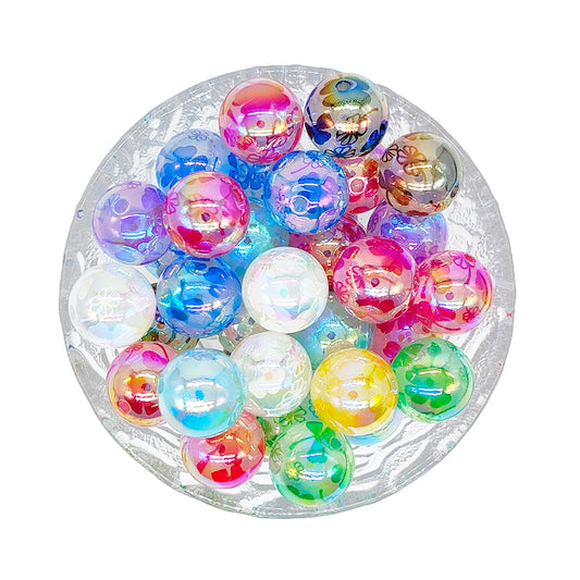 16mm AB Floral Gumball Acrylic Beads