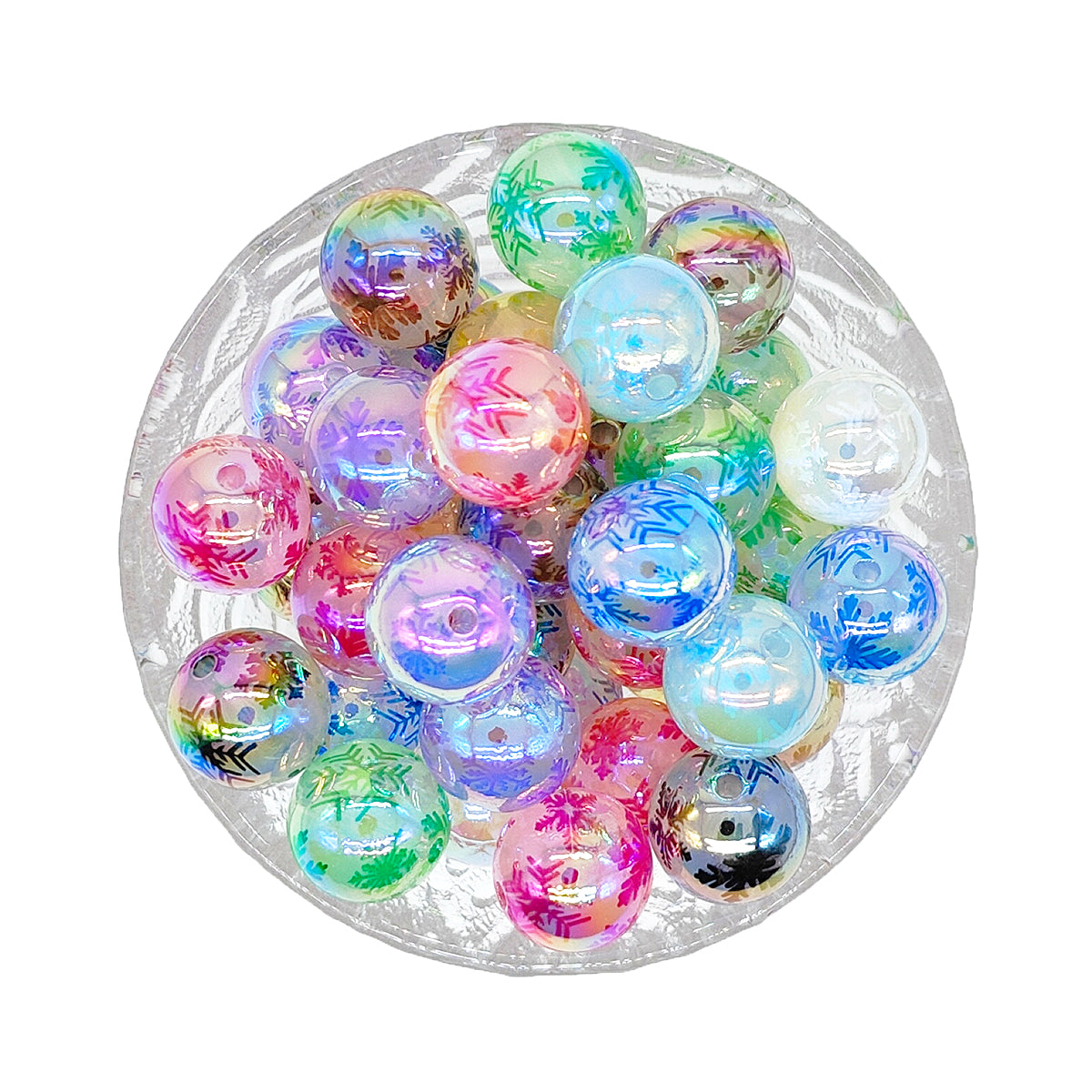 16mm Snowflake Bubblegum Acrylic Beads 