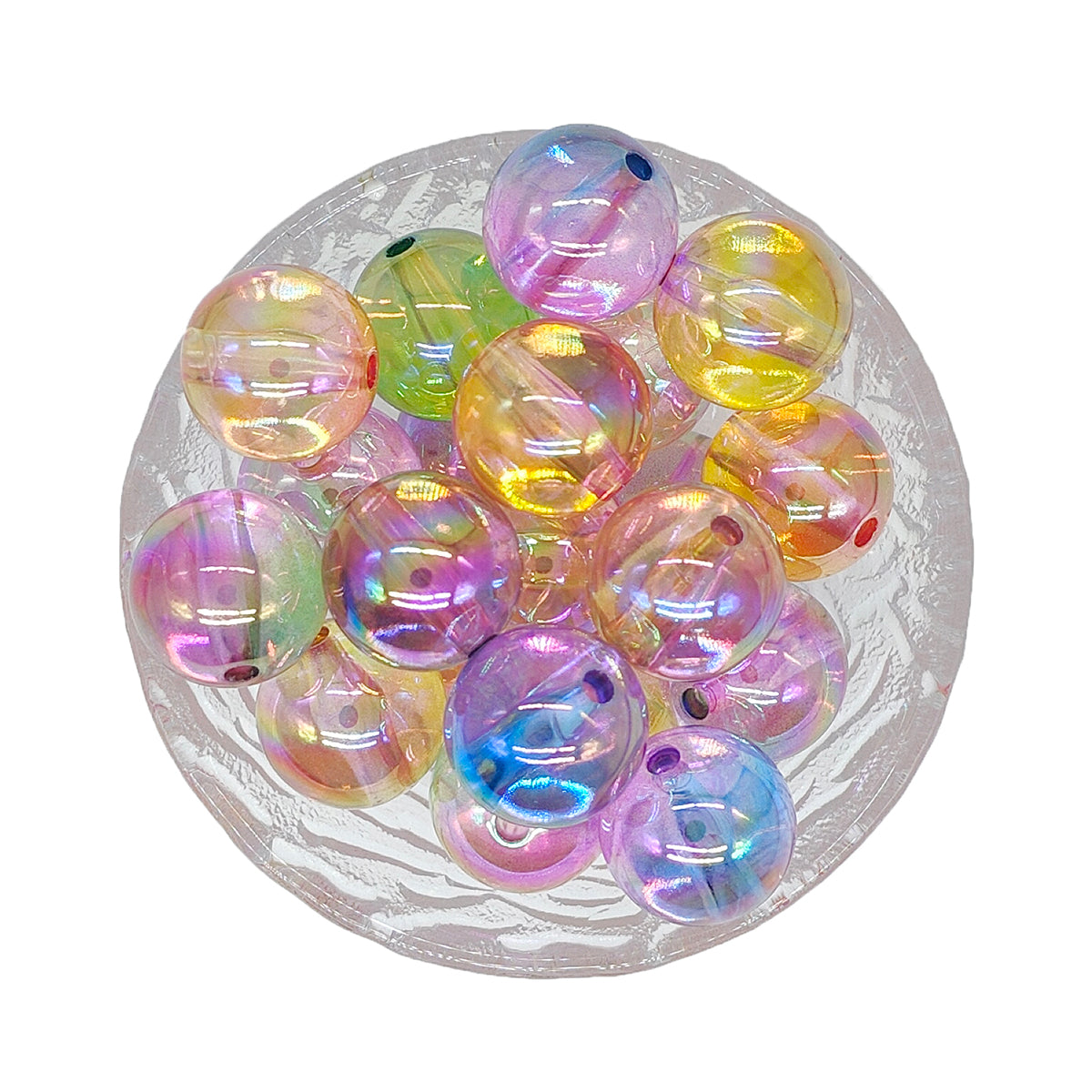 20mm Chunky Bubblegum Beads, Clear Iridescent Acrylic Beads