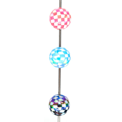 16mm Plaid Acrylic Bubblegum Beads