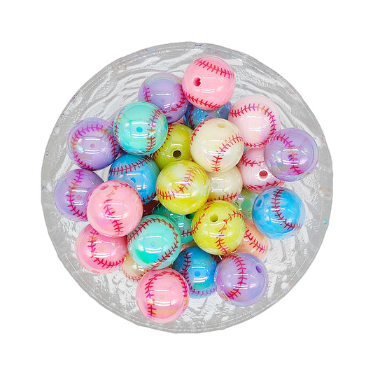 16mm Baseball Acrylic Gumball Beads